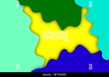 Abstrakte fließende Formen überlappen sich mit weichen Schatten. Farbenfroher und dynamischer Hintergrund für Konstruktionsprojekte. Moderne digitale Kunst. Stock Vektor