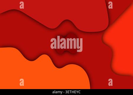 Lebendiger abstrakter Hintergrund mit warmen Rot- und Orangetönen in einem fließenden, mehrschichtigen und organisch geformten Design, das Energie und Bewegung vermittelt Stock Vektor