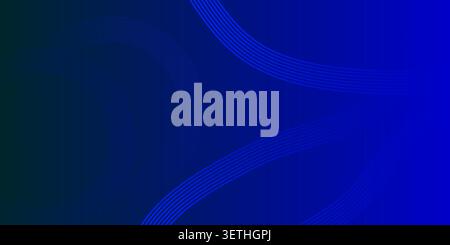 Dynamischer digitaler Hintergrund mit tiefblauem Verlauf und leuchtenden linearen Elementen. Modernes Grafikdesign mit minimalistischen Kreisen und schwungvollem Design Stock Vektor