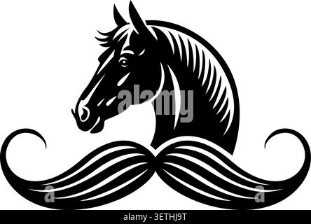 Elegante Vintage-Silhouette mit dekorativem Schnurrbart-Emblem Stock Vektor