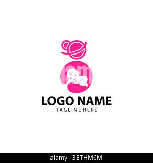 Kreative einfache Mutter Baby-Logo-Vorlage. Mutter Pflege Logo Design Vektor Illustration. Stock Vektor
