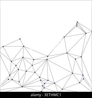 Polygonale Formen. Abstraktes Netzwerk. Dunkelblaue Punkte. Verbundene Linien erzeugen Dreiecke. Weißer Hintergrund. Stock Vektor
