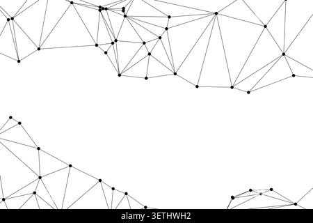 Abstraktes Muster mit verbundenen Punkten und Linien. Geometrische Netzwerkstruktur. Digitales Konzept auf weiß. Stock Vektor