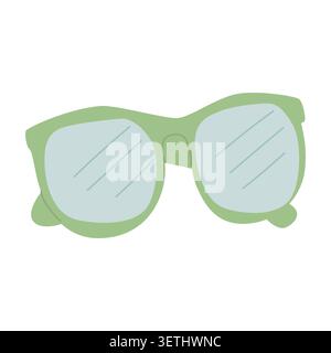 Grüne Sonnenbrille mit klaren Gläsern auf weißem Hintergrund mit modernem und stilvollem Design, das für verschiedene Modekontexte geeignet ist Stock Vektor
