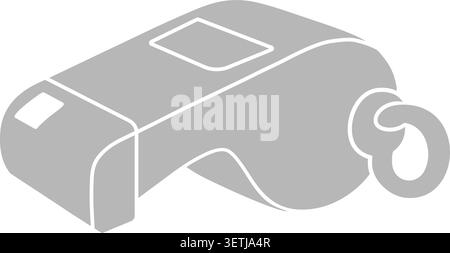 Flache Illustration einer grauen Sportpfeife mit kleinem Ring und einfachen Highlights Stock Vektor