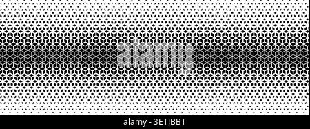 Kubische Formen verblassen von der Mitte. Verschwindender Hintergrund wiederholter Würfel mit Verlaufseffekt. Tapete mit abnehmenden Diamantformen. Abstraktes geometrisches Muster. Vektorgrafik. Stock Vektor