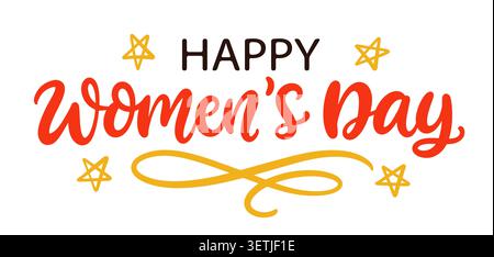 Happy Womens Day Inschrift Handschriftbanner Stock Vektor