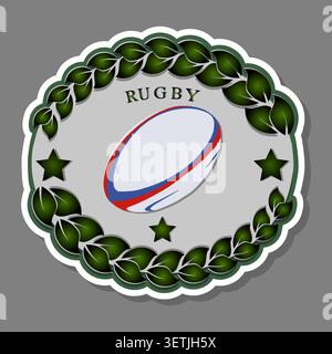 Illustration zum Thema des Sets Kollektion Accessoires für Sportspiel Rugby, Muster bestehend aus Elementen Sportspiel Rugby, abstrakte Komposition des Sports Stock Vektor