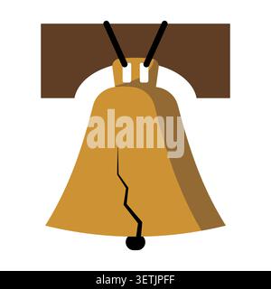 Liberty Bell, historisches amerikanisches Symbol der Freiheit mit einem Riss auf weißem Hintergrund. Vektorabbildung Stock Vektor