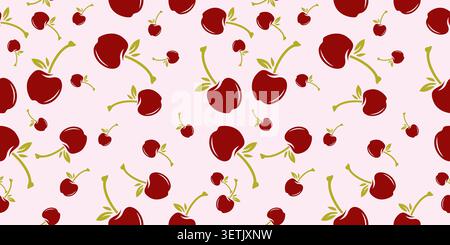 Nahtloses Musterdesign Von Cherry. Obst Kirsche Hintergrund Vektor Stock Vektor
