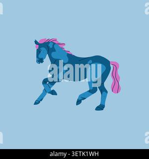 Hand gezeichnete abstrakte Vektor Clipart Illustration Sammlung mit Farbe entzückend niedlichen, stilisierten Pferdecharakter. Modernes Design-Konzept für Kinder Stock Vektor