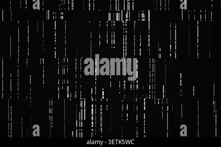 Störgeräusche im Hintergrund mit vertikalem digitalem Rauschen. Datenverzerrung auf schwarzem Hintergrund. Abstrakte Textur der Cyber-Technologie. Beschädigtes Overlay-Video für Futuris Stock Vektor