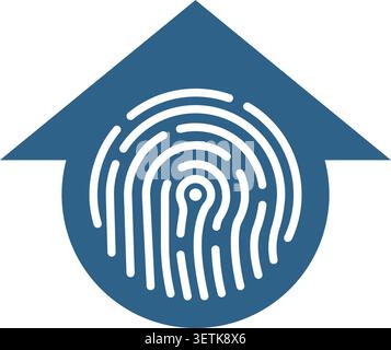 Modernes Smart Home Security Logo mit Fingerabdruck-Authentifizierung und WLAN-Netzwerksymbol Stock Vektor