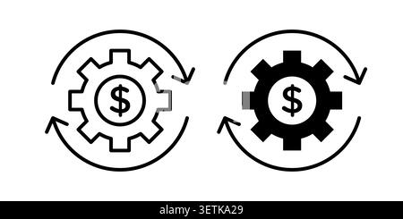 Symbolvektor für Kostenoptimierung, Symbolsatz für Illustration. Stock Vektor