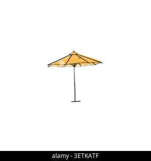 Durchgehende Linienzeichnung der grafischen abstrakten Sommer-Sonnenschirmskizze Silhouette für Urlaubsdesign und Tourismus. Minimalistischer Kunststil. Doodle Hand Stock Vektor