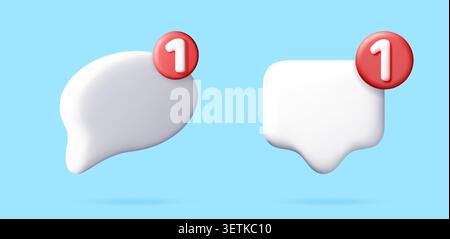 3D-Chat-Blase mit Benachrichtigungsschild. Stock Vektor