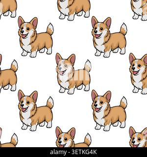Entzückender Corgi Hund nahtlose Muster Vektor Illustration, netter Karikatur PET Hintergrund Stock Vektor