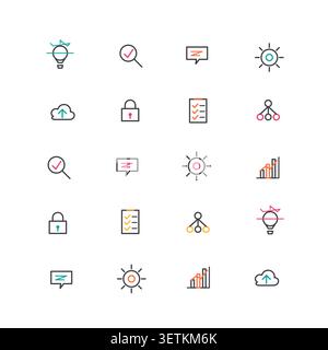 Dekorative Symbole veranschaulichen digitale Werbung, kreative Layouts und modernes visuelles Branding. Stock Vektor