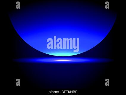 Futuristischer blauer Neonkugel-Hintergrund mit leuchtendem Lichthorizont Stock Vektor