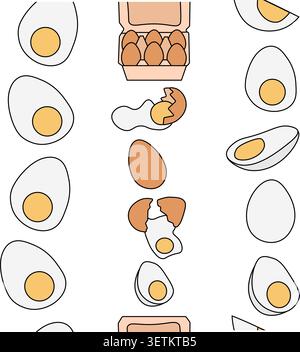 Eifarbene vertikale Rahmengruppe handgezeichnete Illustration. Vektorgrafik Strichgrafik. Frühlingsferien im april, Feier. Dekorationsdesign, Druck, Banner. Stock Vektor