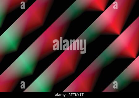 Abstrakter roter und grüner diagonaler Neon-Leuchtmuster-Hintergrund mit lebendigen Lichtverlaufseffekten Stock Vektor