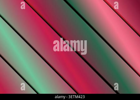 Abstrakter roter grüner diagonaler Farbverlauf-Streifen-Hintergrund mit modernem geometrischem Muster Stock Vektor