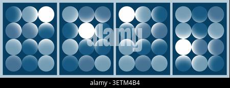 Abstraktes Poster mit Kreismuster und einer leuchtenden Kugel, geometrische Komposition mit glattem Verlauf Stock Vektor