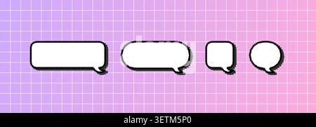 Verschiedene Sprechballons. Chat oder Konversationsset. Vektor-pixelförmiger Rahmen. Nachrichtenblase oder Denkbox im Comic-Stil Stock Vektor