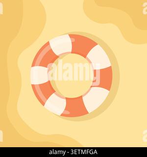 Minimale Darstellung des sonnigen Strandes mit Rettungsschirm. Perfekt für Sommerbanner Stock Vektor