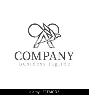 Kreativer und moderner Buchstabe Ein Logo mit Adlersilhouette, das nahtlos mit einem Infinity-Symbol in einem klaren Stil integriert ist. Diese Prämie Stock Vektor