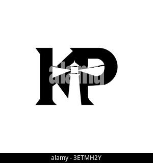 KP-Monogramm-Logo mit Leuchtturmleuchtensymbol Stock Vektor