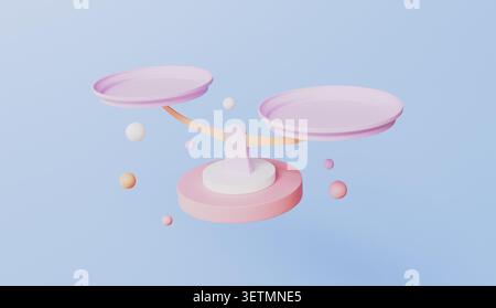 Waage-Symbol schwimmend, Comparison Weight Cartoon minimaler Stil, Waage Stockfoto