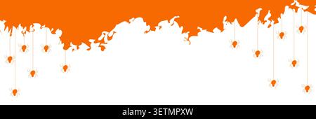 Breites halloween-Banner mit Grunge-Grundierung und Spinnen über die Szene. Atmosphärischer gruseliger Hintergrund für oktober-Promotions, Einladungen und Stock Vektor