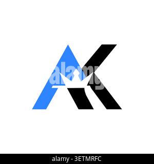 AK-Monogramm-Logo mit Schachkönig-Symbol Stock Vektor