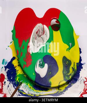 Abstrakte Farbe auf einer Künstlerpalette Stockfoto