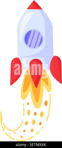 Flache Illustration zur Einführung von Raketen, die Innovation von Startups, schnelles Wachstum und Geschäftserfolg darstellt Stock Vektor