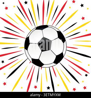 Fußball auf dynamischem Hintergrund in schwarz rot und gelb Farben Vektor Illustration Stock Vektor