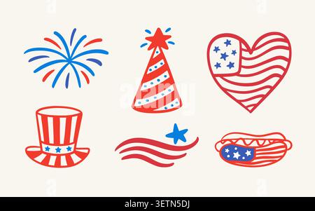 Vektorsymbole für den vierten Juli. Amerikanischer Feiertag Stock Vektor
