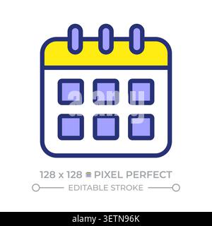 Symbol für die Farbe des Kalenderplaners für perfekte Pixel-Linien Stock Vektor