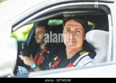 FOURMAUX Adrien, CORIA Alexandre, Hyundai i20 N Rally1, portrait during the 2026 Acropolis Rally, Greece. , . WRC World Rally Car Championship, from June 25 to 28, 2026 at Loutraki, Greece - Photo Nikos Katikis/DPPI Credit: DPPI Media/Alamy Live News Stockfoto