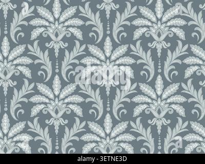 Damast modernes nahtloses Musterelement. Klassisches, altmodisches Damastschmuck im Vintage-Stil, nahtlose Textur für Tapeten, Textil Stock Vektor