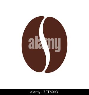 Symbol für Kaffeebohne. Kaffeesamen für Café. Schwarzes, braunes, grünes Symbol auf weißem Hintergrund. Einfaches Grafikmuster. Symbol Espresso, Getränk Stock Vektor