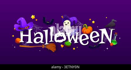 Happy Halloween Gruß Banner oder Karte Stock Vektor