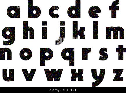 Eine stilvolle und klare Alphabetabbildung mit auffälligen Retro-Blockbuchstaben, perfekt für Vintage- oder moderne Designprojekte. Jeder Buchstabe hebt sich durch wi hervor Stock Vektor