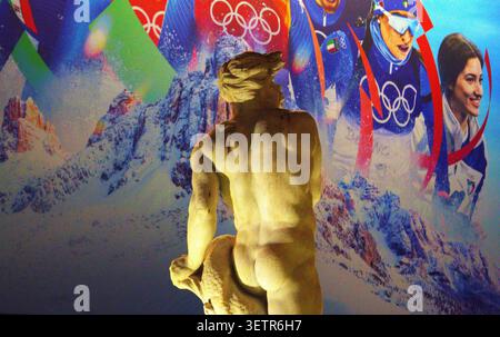 Eine Marmorstatue, die aussieht, als hätte sie an den Oligmpics teilgenommen. Stockfoto