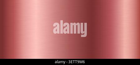 Hintergrund aus rosa Gold-Metall mit Farbverlauf. Textur aus rosa goldener Metallic-Folie Glänzend poliertes Blatt für Etikett, Teller, Schild, Anhänger. Messingstahl-Oberflächentapete aus gebürstetem Material. Vektorhintergrund Stock Vektor