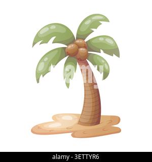 Vektor-Illustration der tropischen Palme auf der Sandinsel Stock Vektor