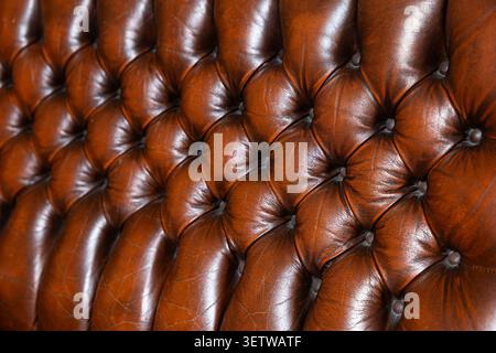 Klassisches braunes Chesterfield-Sofa aus Leder Stockfoto