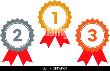 Gold Silber und Bronze Preis rote Band Medaillen Vektor Illustration Stock Vektor