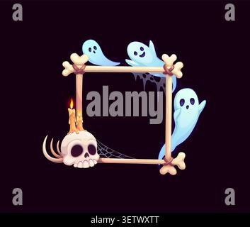 Halloween-Feiertags-Bilderrahmen mit lustigen Geistern Stock Vektor